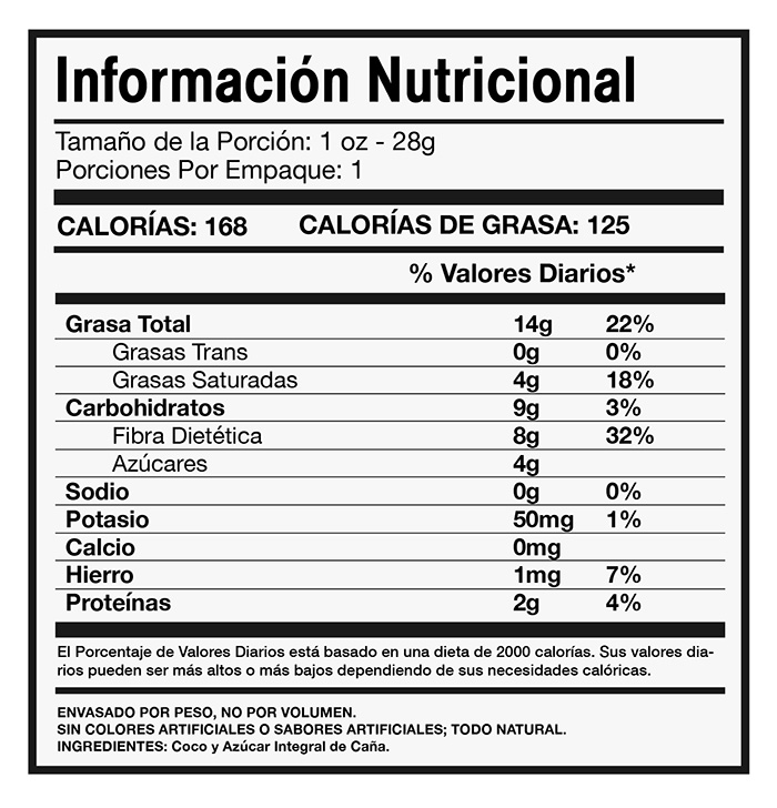 Informacion nutricional - etiqueta